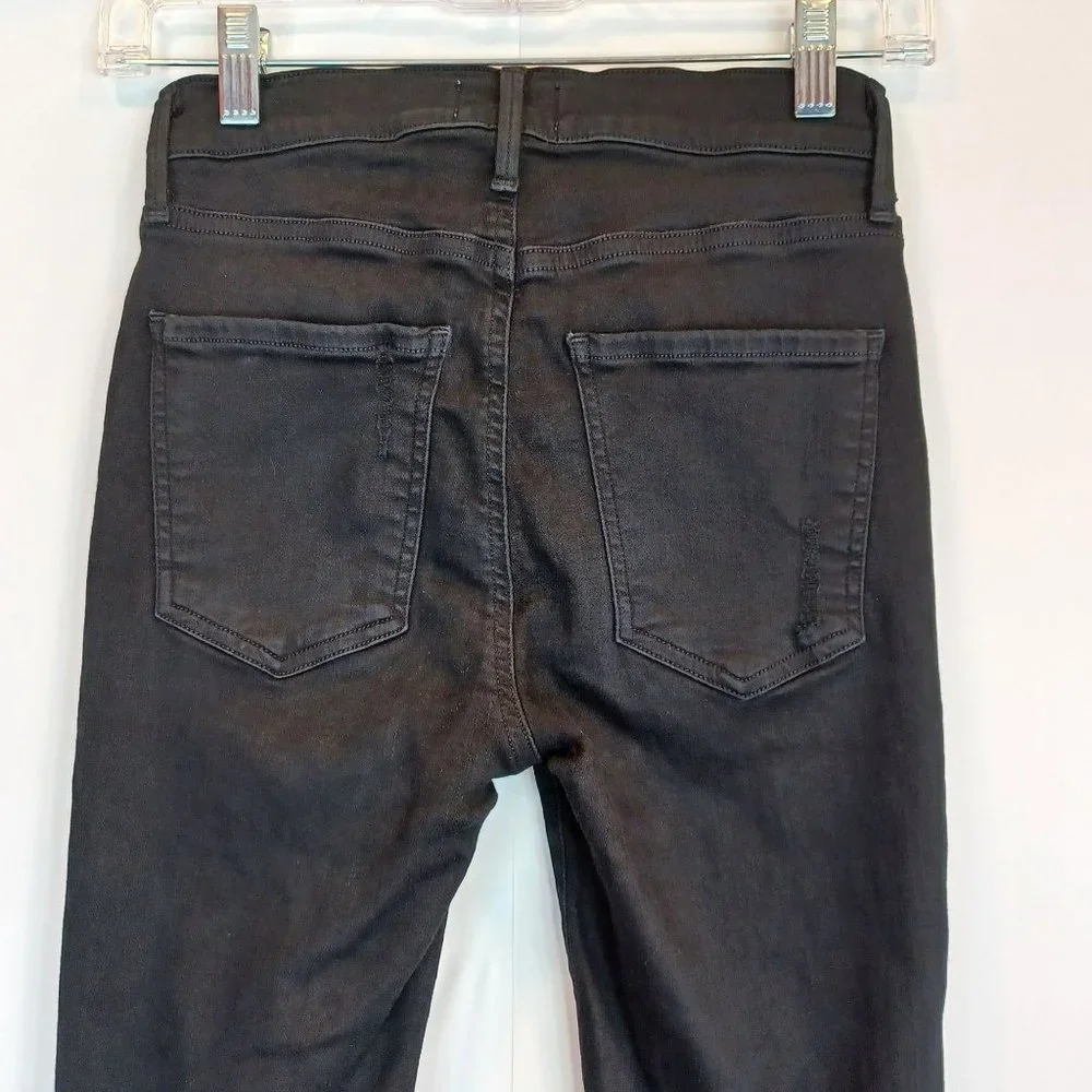 AGOLDE Women's Black Ripped Skinny Leg Stretch High Rise Denim Jean Destroyed 25 - Picture 8 of 12